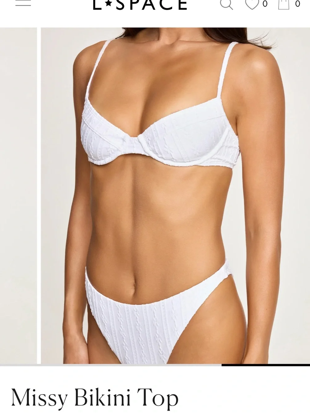 l*space White eyelet Underwire Bikini Set - missy top M & Leilani bottom S - NWT